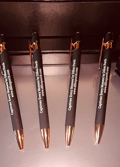 Captivate Every Moment by Dillon Porch Ink Pens with Leather Pen Casr